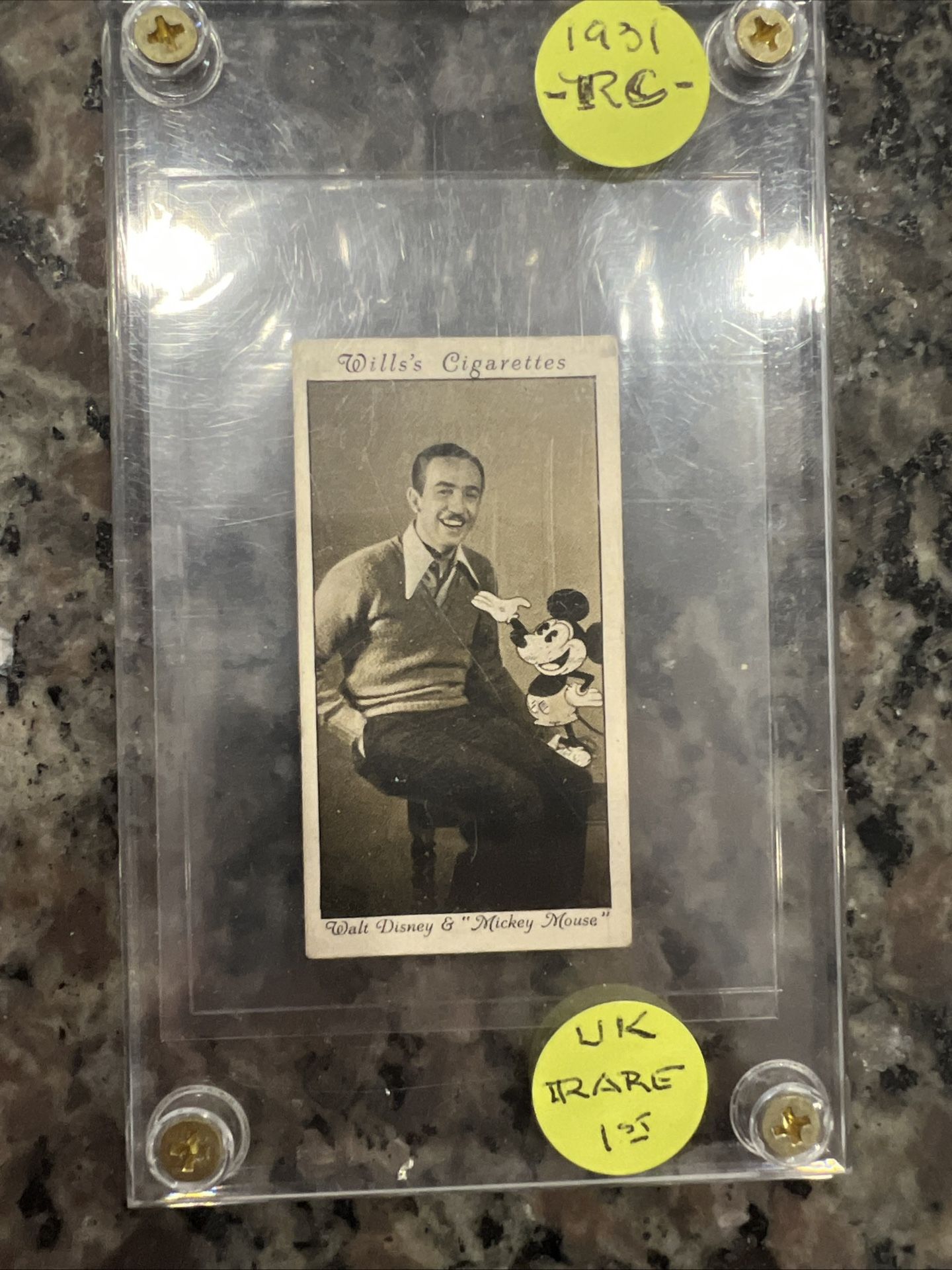1931 Wills Cinema Stars Tobacco Card – Walt Disney & Mickey Mouse – Vintage