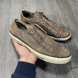 Converse Mens Chuck Taylor Laceless Brown Leather Wingtip Shoes 112751 Size 9