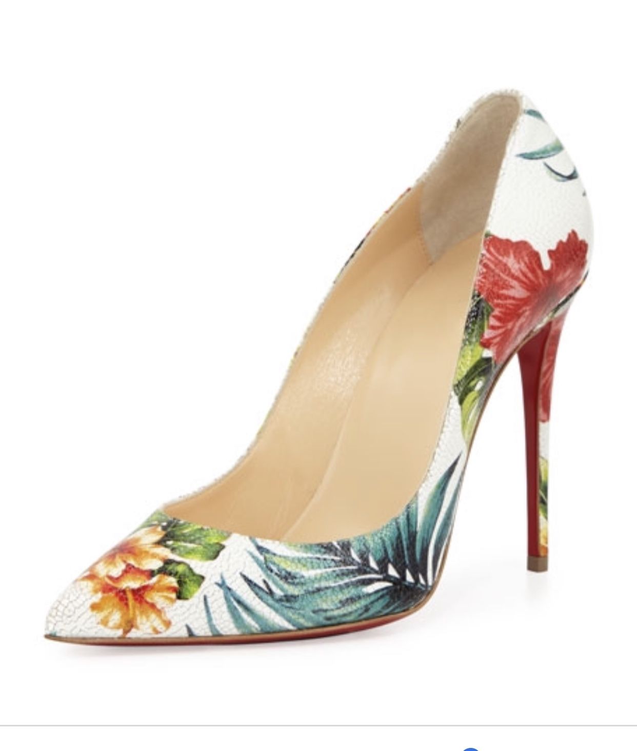 Christian Louboutin Pigalle Follies White Floral Heel Pumps