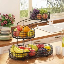 Rust Resistant Metal Kitchen Counter Fruit Vegetable Basket Storage Organizer New Condition