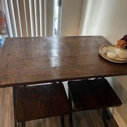 Wooden Table With 4 Stool Chairs