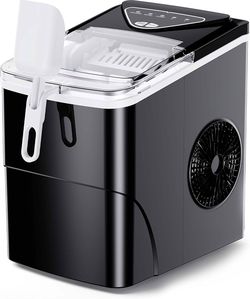 Silonn Ice Maker Countertop 9 Cubes Ready in 6 Mins 26Lbs in 24Hrs Self-Clean