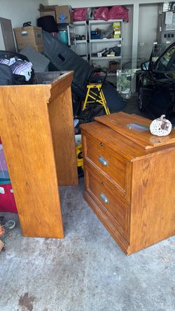 Filing cabinet with book case on top
