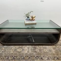Modern Mood Rectangle Cocktail Coffee Table Hooker Furniture Smoky Brown Glass Top