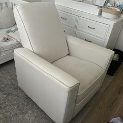 Cream Linen Nursery Recliner Chair