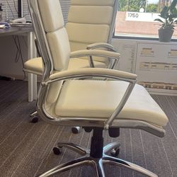 White Leather Office Chairs 