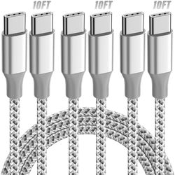 3 Pack 10FT 60W Fast Charging USB C to USB C Cable