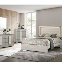 Brand New Elegant LED Queen Size Bedroom Set 