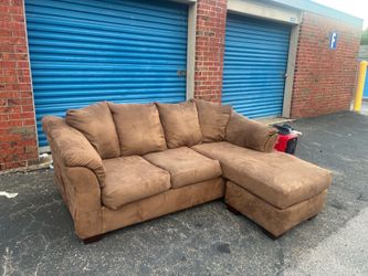 $120  Brown Couch w Chaise – Must Go Today, Clean Condition