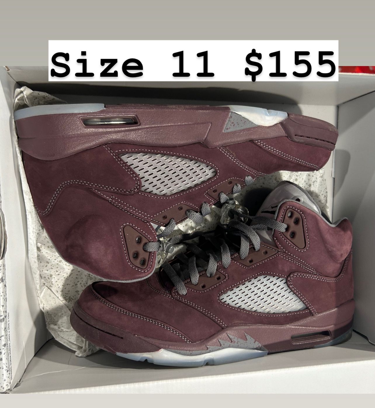 Jordan Retro 5s Burgundy Size 11 Like New
