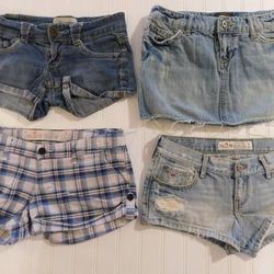 Womens size 1 Denim Jean Distressed Shorty Shorts Skirt Lot