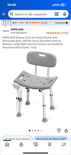 Shower chair with back