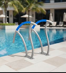 OBO Dip In! Set Of 2 New Other VEVOR Stainless Steel 30” x 30” Pool Handrails W/ Base Plate