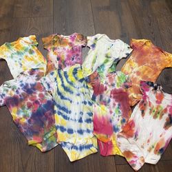 Lot of 8 girls tie dye shirts size 3/6 months by Gerber #16