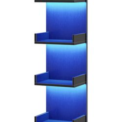 Floating Wall Shelves with LED Lights, Floating Shelf Wall Mounted for Storage, Vertical Display Stand, Modern Column Rack, for Bedroom, Livingroom, 4
