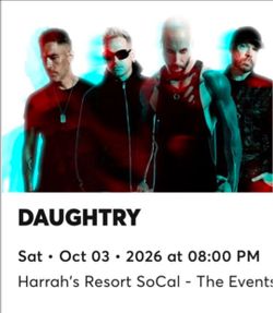 Daughtry concert Tickets! x 2 10/3/2026 Harrahs CA