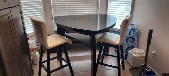 6 Piece Matching Furniture Set - Bar Height Table w/ 2 Chairs & Bench, Buffet / Wine Server & Coffee Table