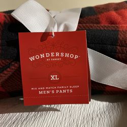 WONDERSHOP Men's Holiday Red Plaid Fleece Pajama 