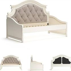 Twin realyn white chipped bed with under bed storage