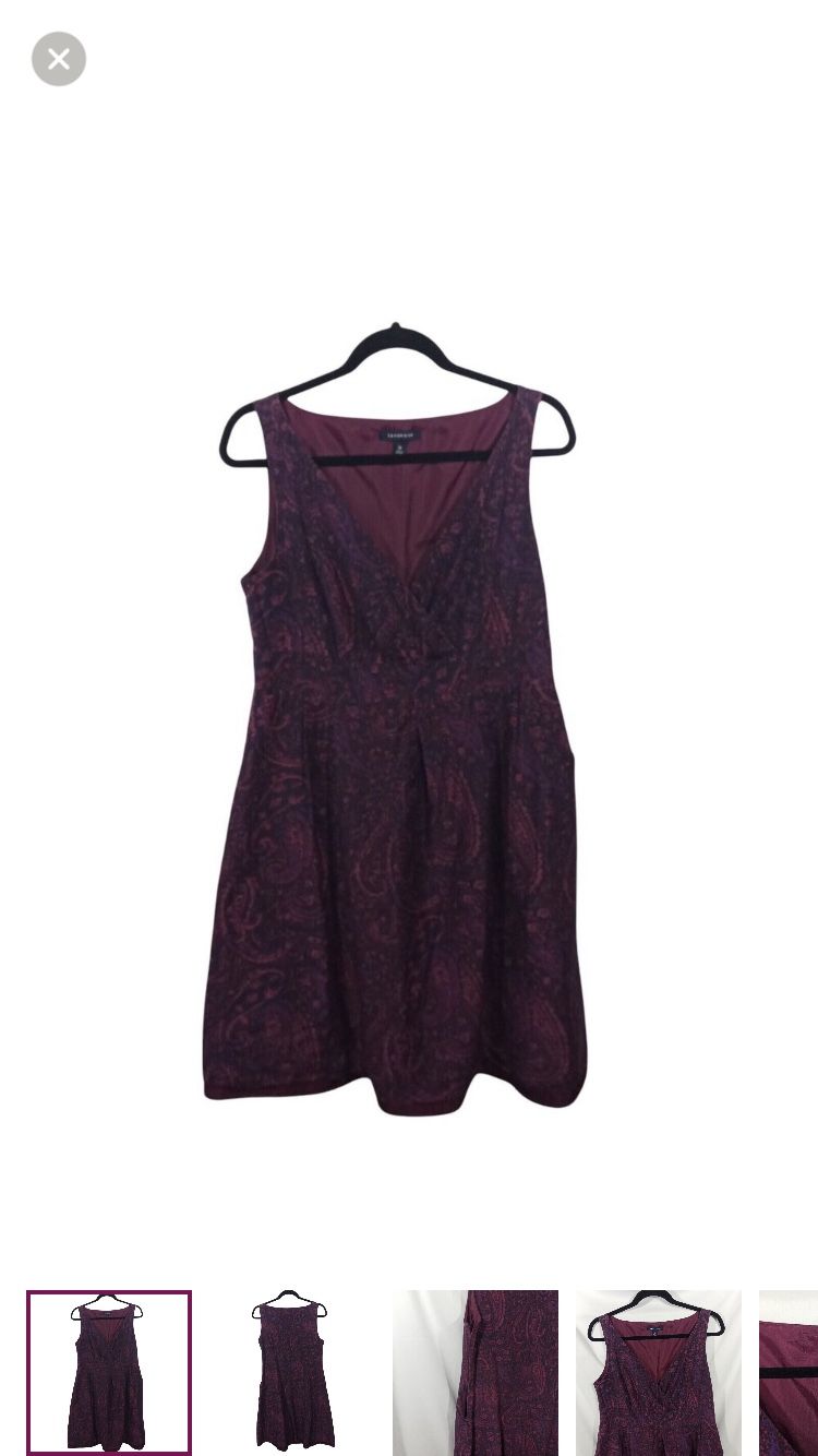 Lands End Womens A Line Dress Size 10 Cotton Blend Purple Sleeveless Knee Length