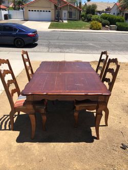 Solid Wood Dining Table with 4 Chairs