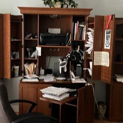 Computer Station  And Two Book Cases