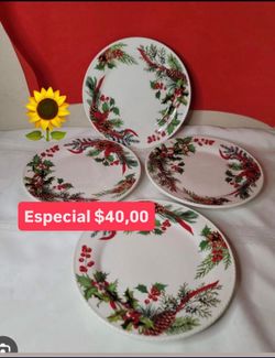 Plato’s set de 4 Medianos  Para Pastel Ensaladas Postres $40.00 Especial Princess House Ventas Finales