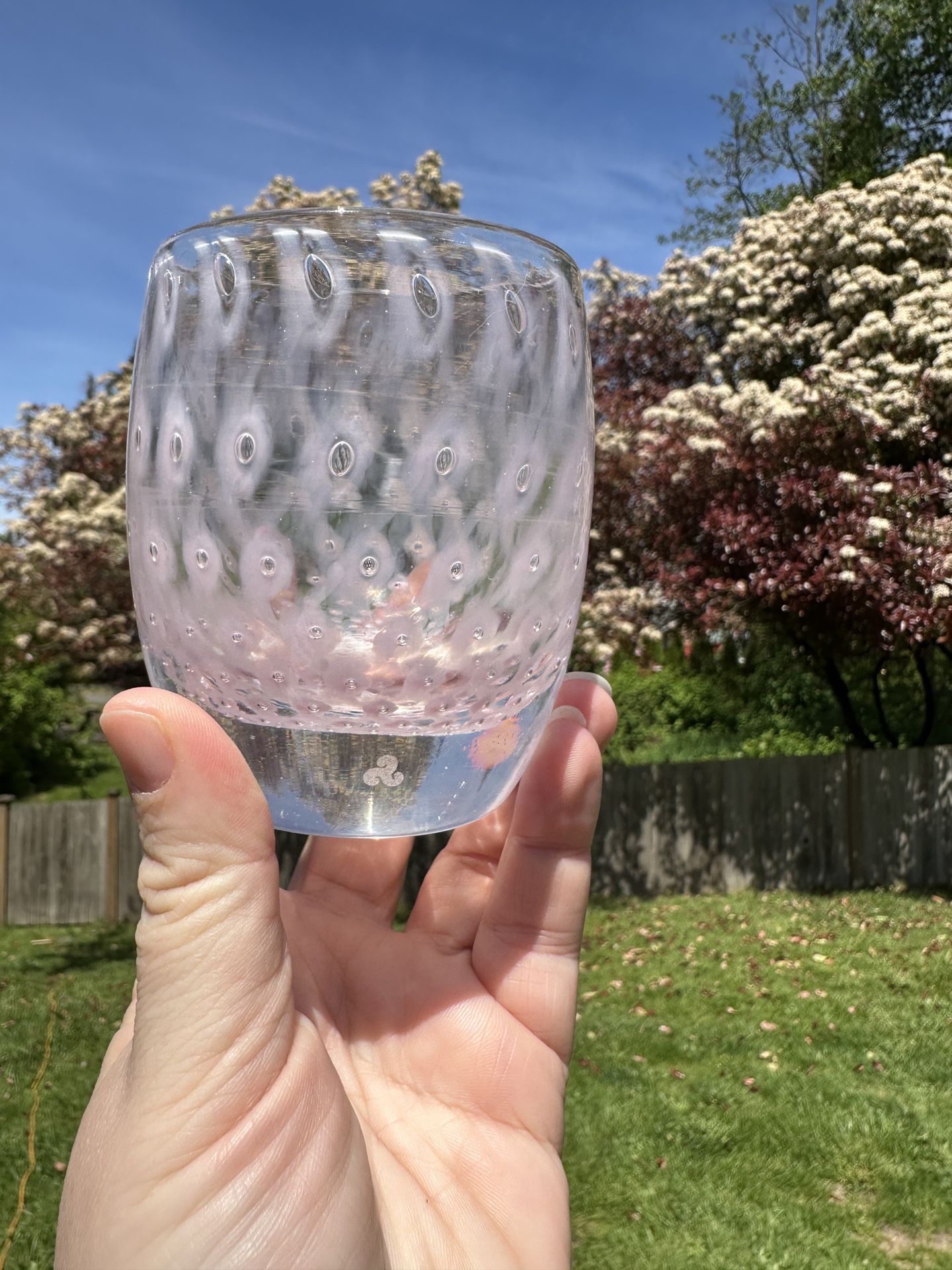 Glassybaby Diamond in the Rough Pink Candle Holder
