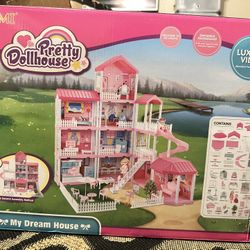 TEMI Doll House Dreamhouse Girl Toys - 4-Story 11 Doll House Rooms with Doll Toy Figures, Furniture