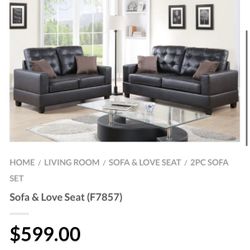 Brown Sofa And Love Seat Set 