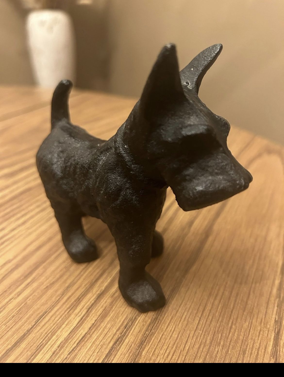 Vintage Small Cast Iron Metal Scottie Dog Figurine Statue 4" by 4.5"