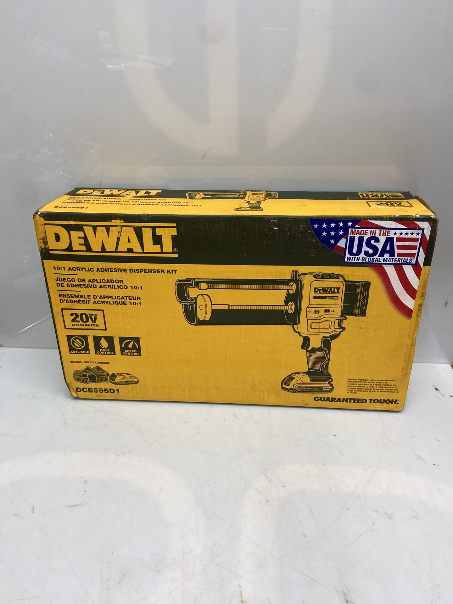 DEWALT DCE591D1 CORDLESS CAULK GUN KIT, 20.0 V, 21 OZ. CAPACITY