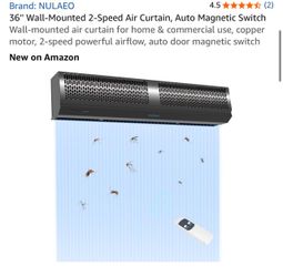 NULAEO 36" Wall-Mounted 2-Speed Air Curtain