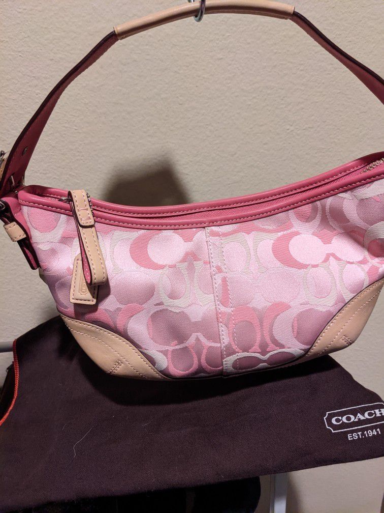 Coach, Bags, Coach Soho Optic Pink Canvas And Leather Shoulder Bag