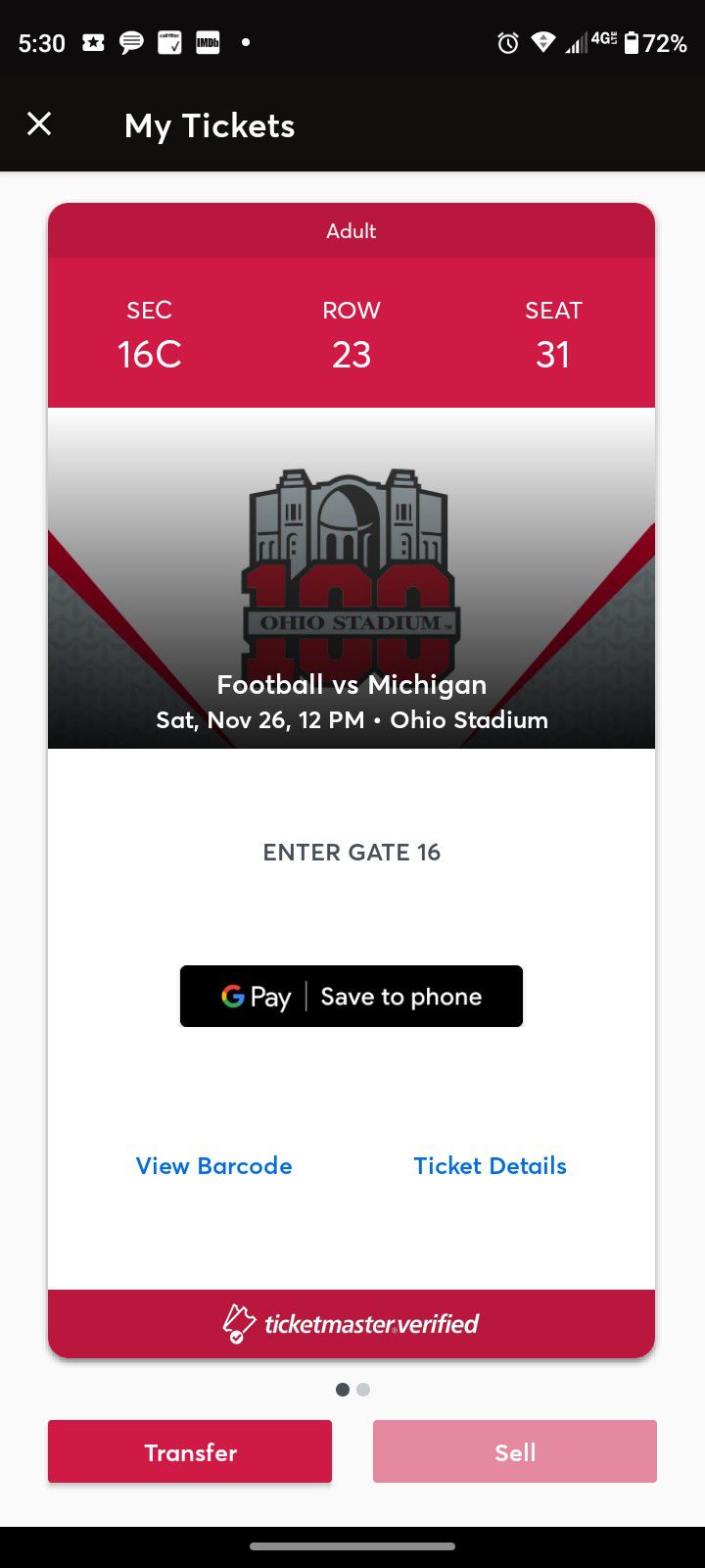 OSU vs Michigan Football Tickets