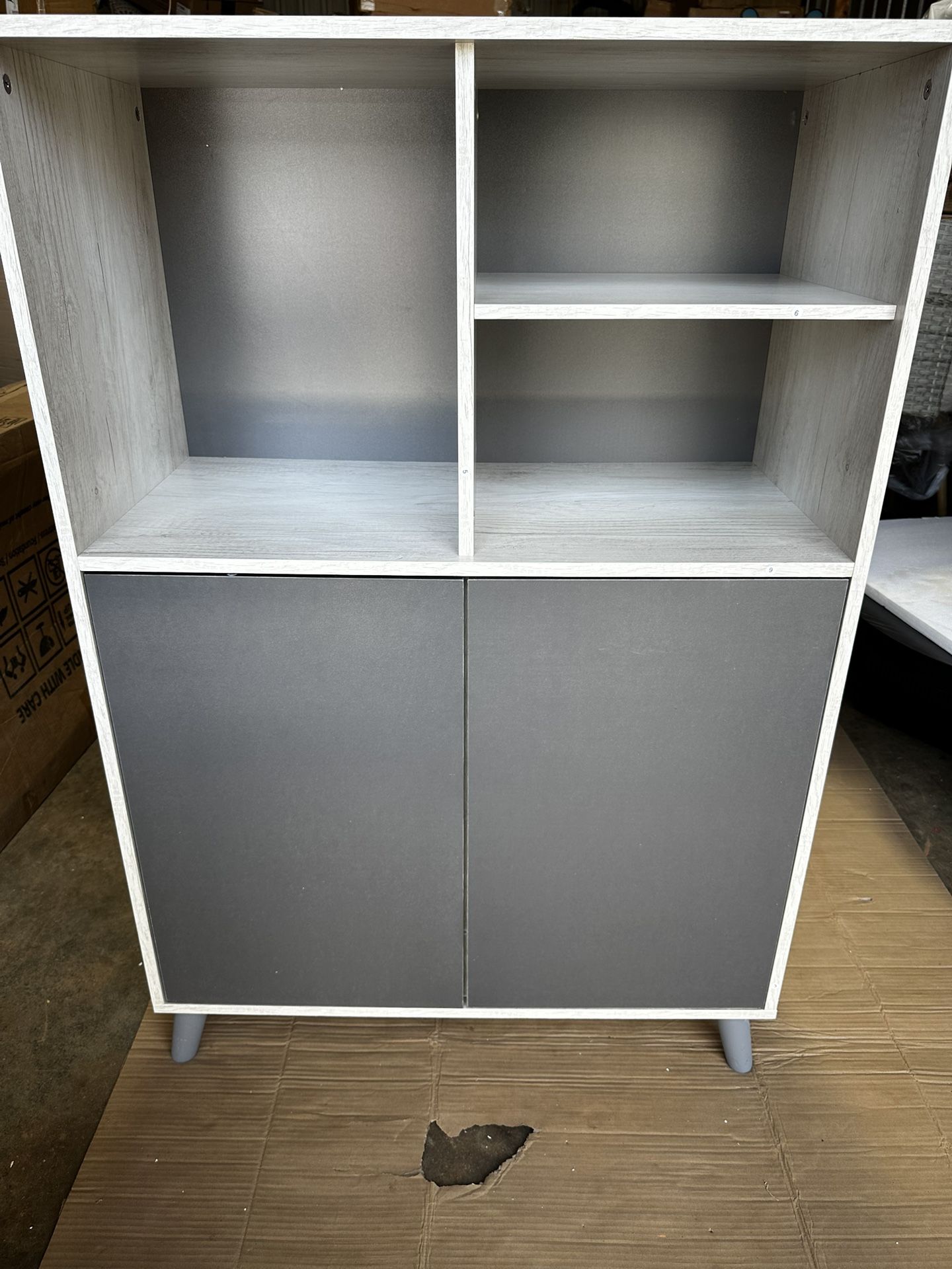 Multi-Purpose Storage Cabinet, 47.2" Tall Buffet Cabinet, entryway Cabinet with 2 Doors and 1 Open Shelves, Office Filing Cabinet