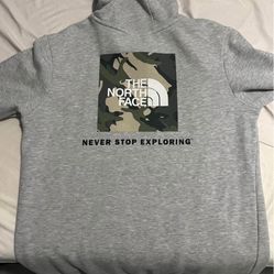 The North Face Hoodie Boys XL Gray Camouflage Logo Half Dome Kids Youth