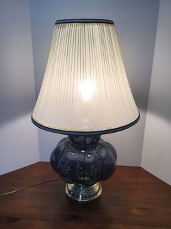 Veg. Mid Century Modern Blue Optic Lamp