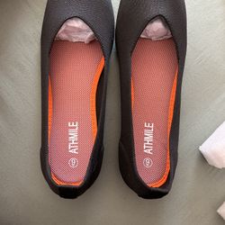 ATHMILE Black Flats Shoes