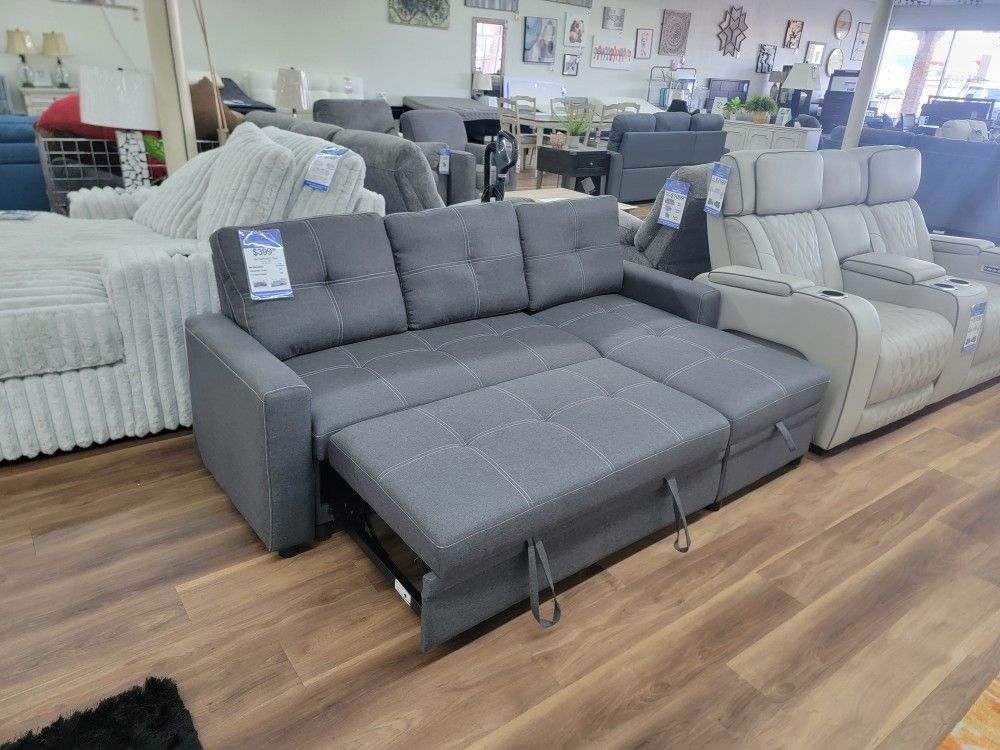 New Sleeper Sectional In Grey