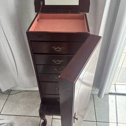 VINTAGE CHERRY JEWELRY StAND ARMOIRE