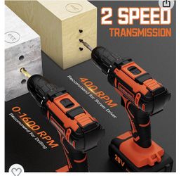 Drill Set, OUBEL 20V MAX Cordless Drill with Lithium-ion Battery 2.0Ah &  Fast Charger, Power Drill 3/8-Inch Keyless Chuck, 2 Variable Speed, 25+1