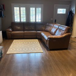 Reclining Leather Sectional Couch - Like New