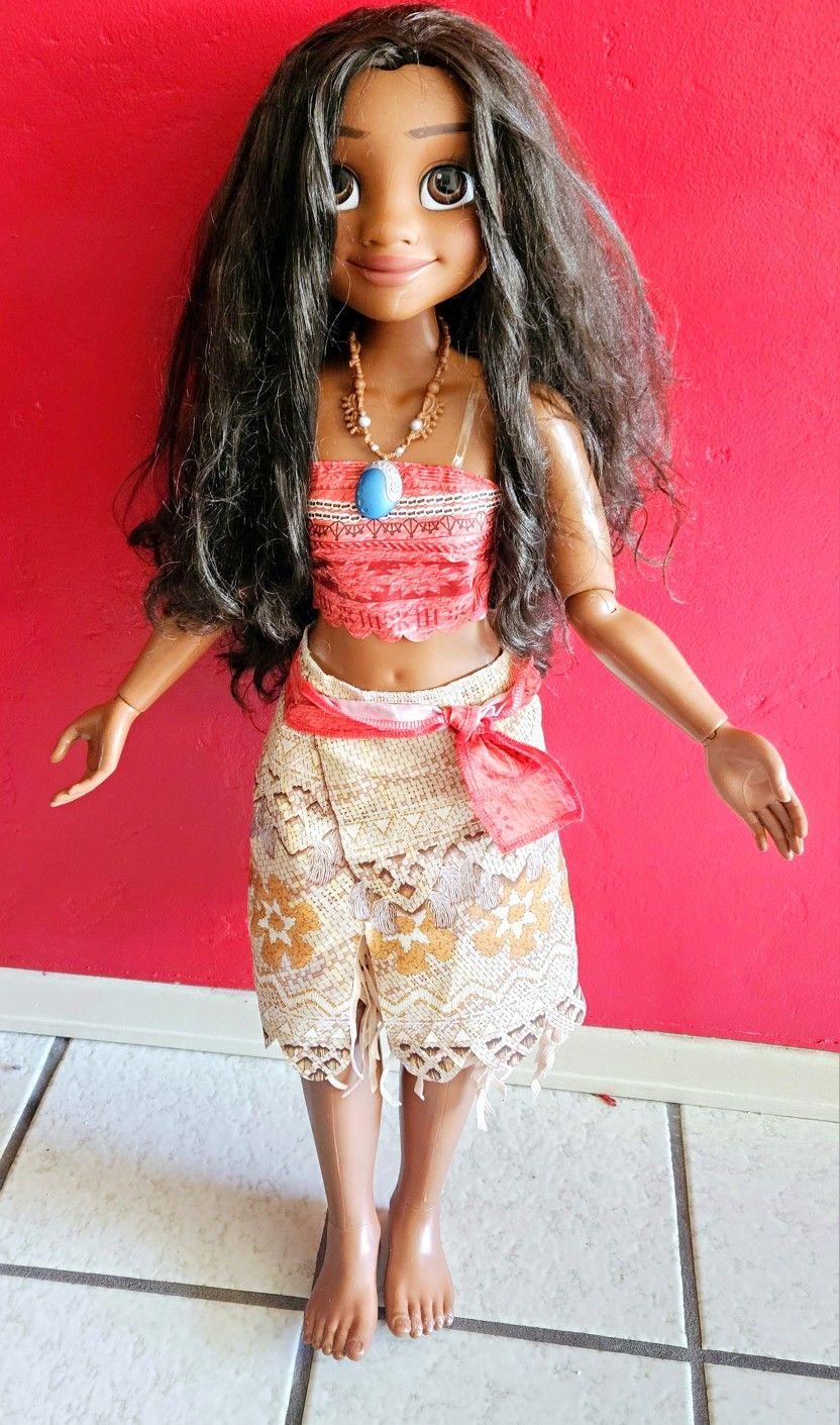 Disney Princess My Size Moana Doll Life Size Jointed Posable 32" & Heihei
