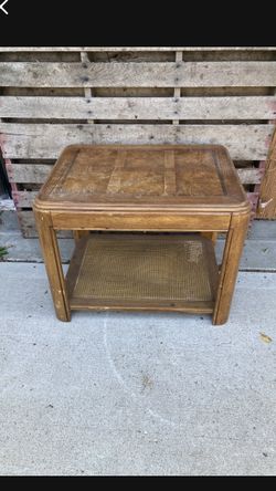 Rustic Americana Figured Walnut Inlaid End Table
