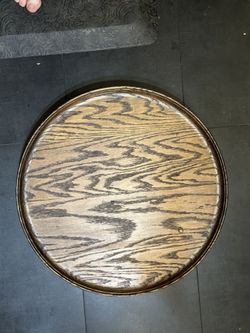 Vintage Handmade Solid Oak Lazy Susan 18” D $125