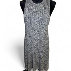 Maeve Ribbed Sleeveless Gray Swing Dress Size Medium