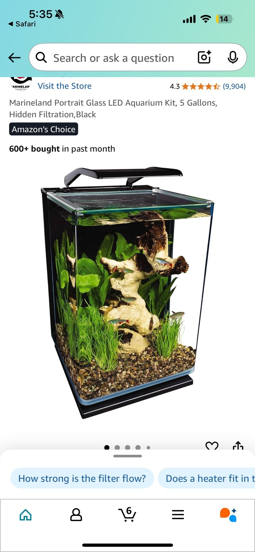 Marineland Portrait Glass LED Aquarium Kit, Gallons, Hidden - Main Image