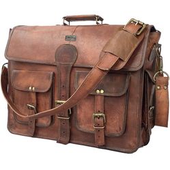Vintage Handmade Leather Travel Messenger Satchel Bag 18 Inches *BRAND NEW*