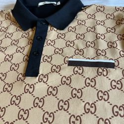 Gucci Polo Shirt Black Tan Mens